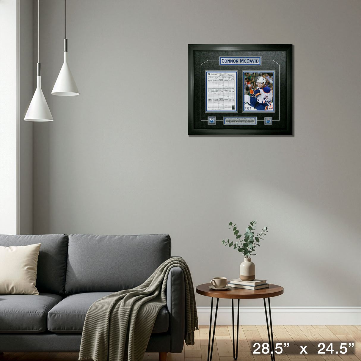 Connor McDavid Edmonton Oilers Framed First Goal Scoresheet Collage – Detail – Frameworth