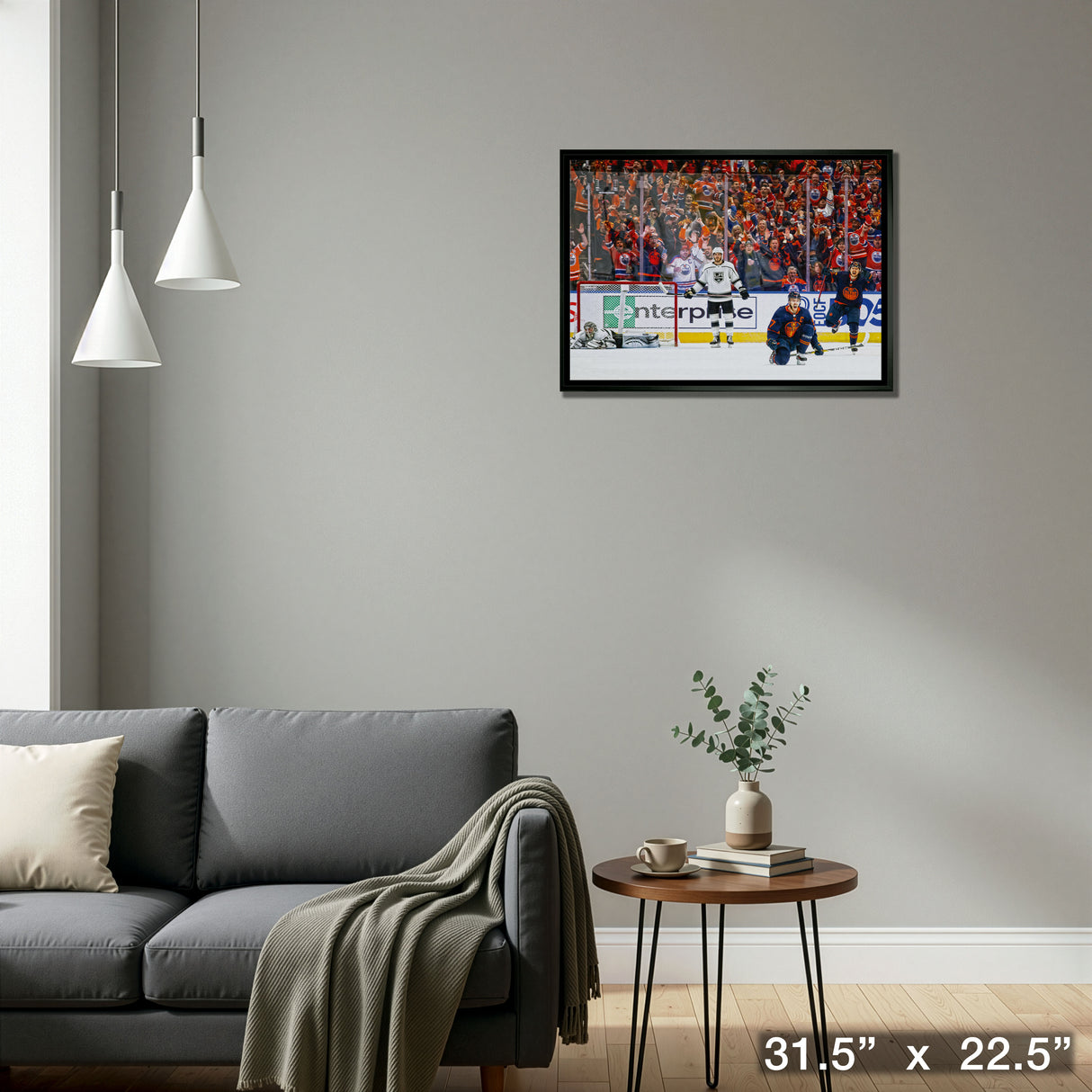 Connor McDavid 20x29 Framed Canvas Oilers Celebration – Detail – Frameworth