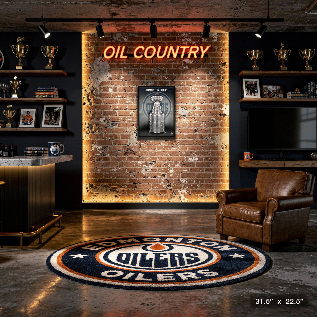Edmonton Oilers Unsigned 20x29 Framed Canvas Stanley Cup – View 4 – Frameworth