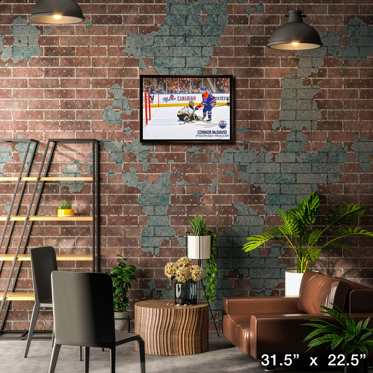 Connor McDavid 20x29 Framed Canvas Oilers 50th Goal – Lifestyle – Frameworth