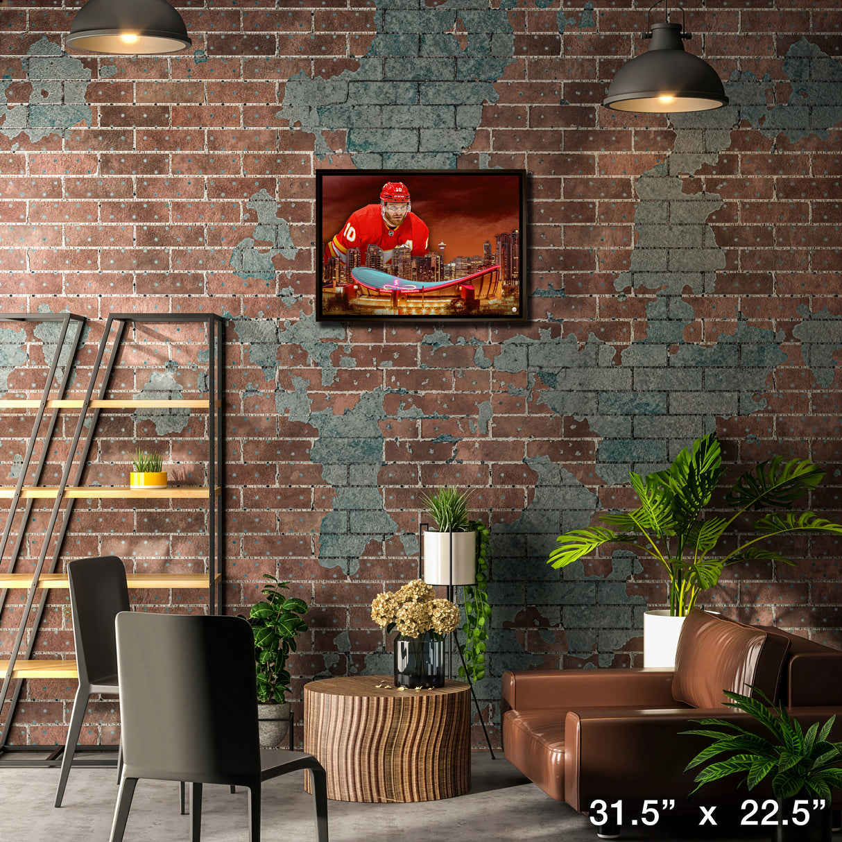 Jonathan Huberdeau 20x29 Framed Canvas Flames Skyline-H – Lifestyle – Frameworth