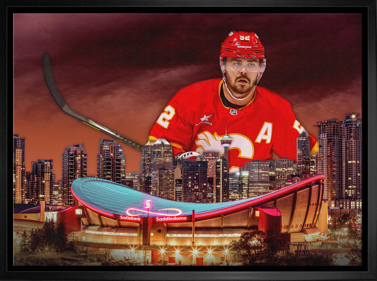 MacKenzie Weegar 20x29 Framed Canvas Flames Skyline-H