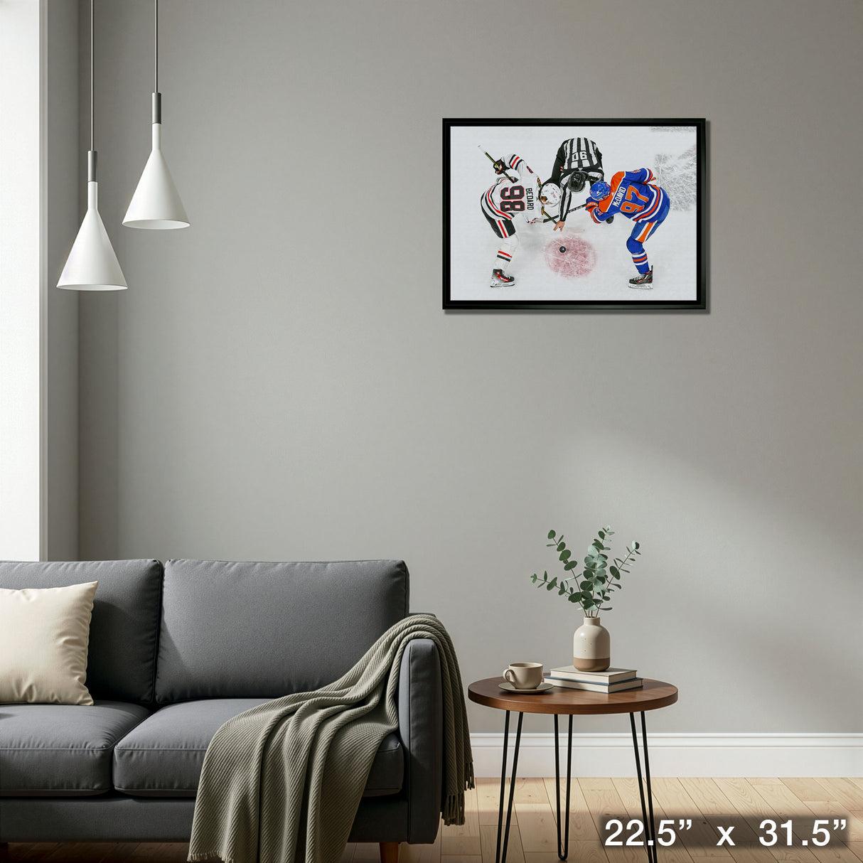 Connor Bedard and Connor McDavid 20x29 Framed Canvas Blackhawks – Detail – Frameworth