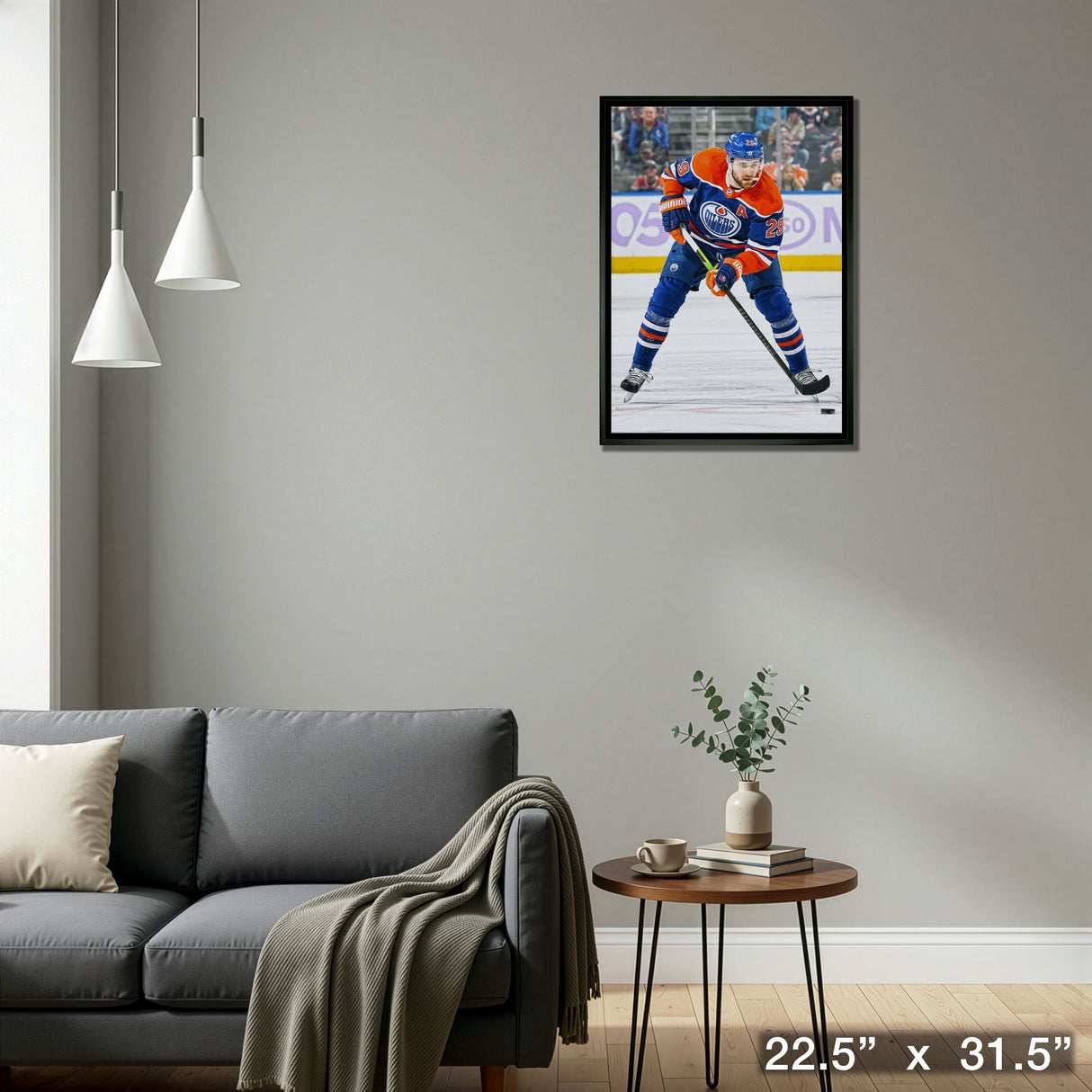 Leon Draisaitl Framed 20x29 Canvas Oilers Action-V – Detail – Frameworth