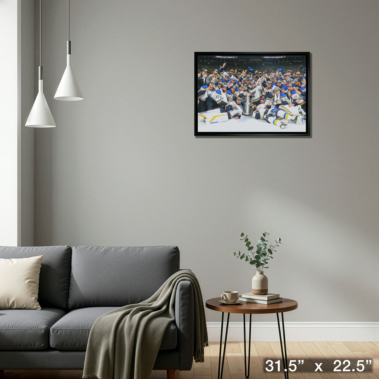 St. Louis Blues 20x29 Framed Canvas 2019 Stanley Cup – Detail – Frameworth