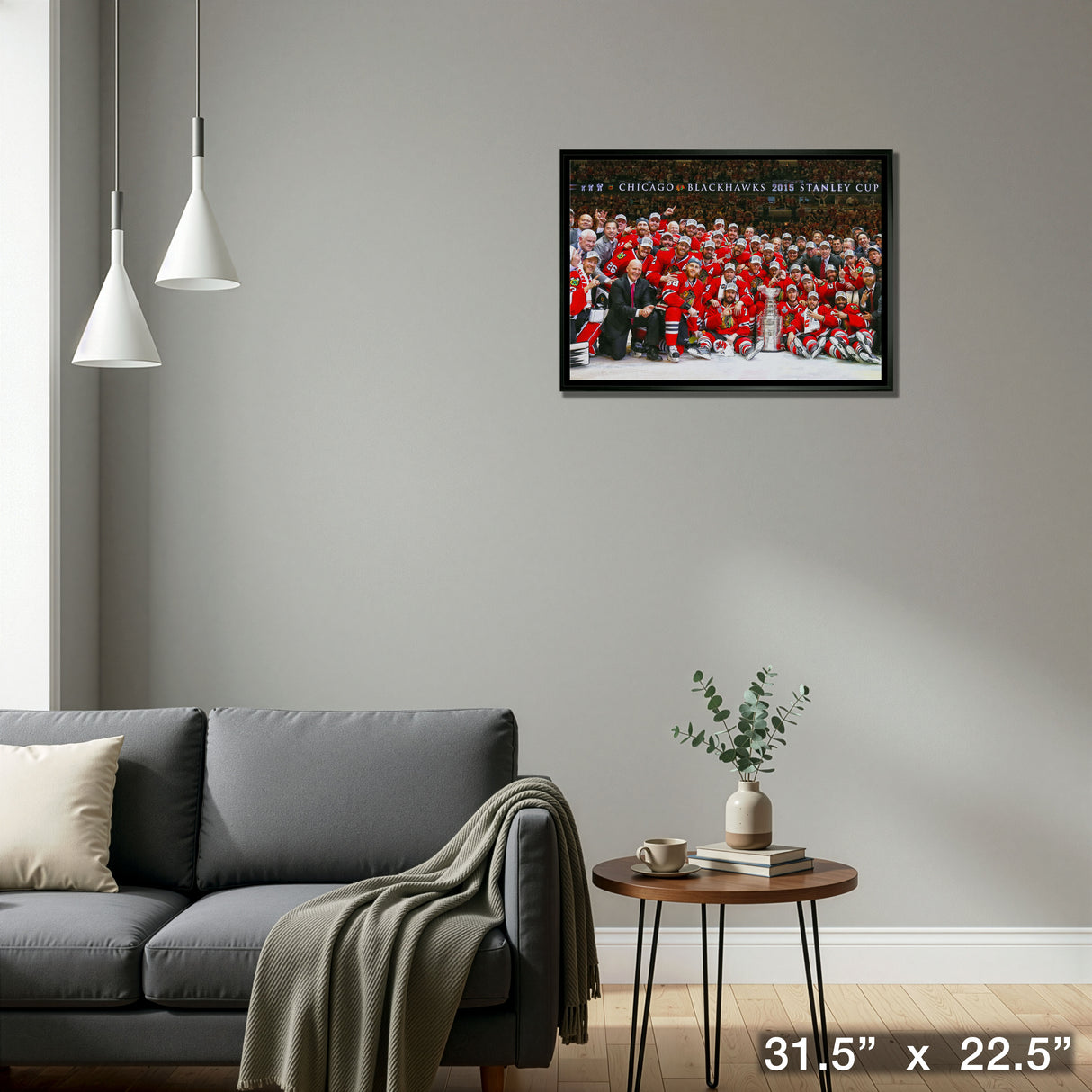 Chicago Blackhawks 20x29 Framed Canvas 2015 Stanley Cup – Detail – Frameworth