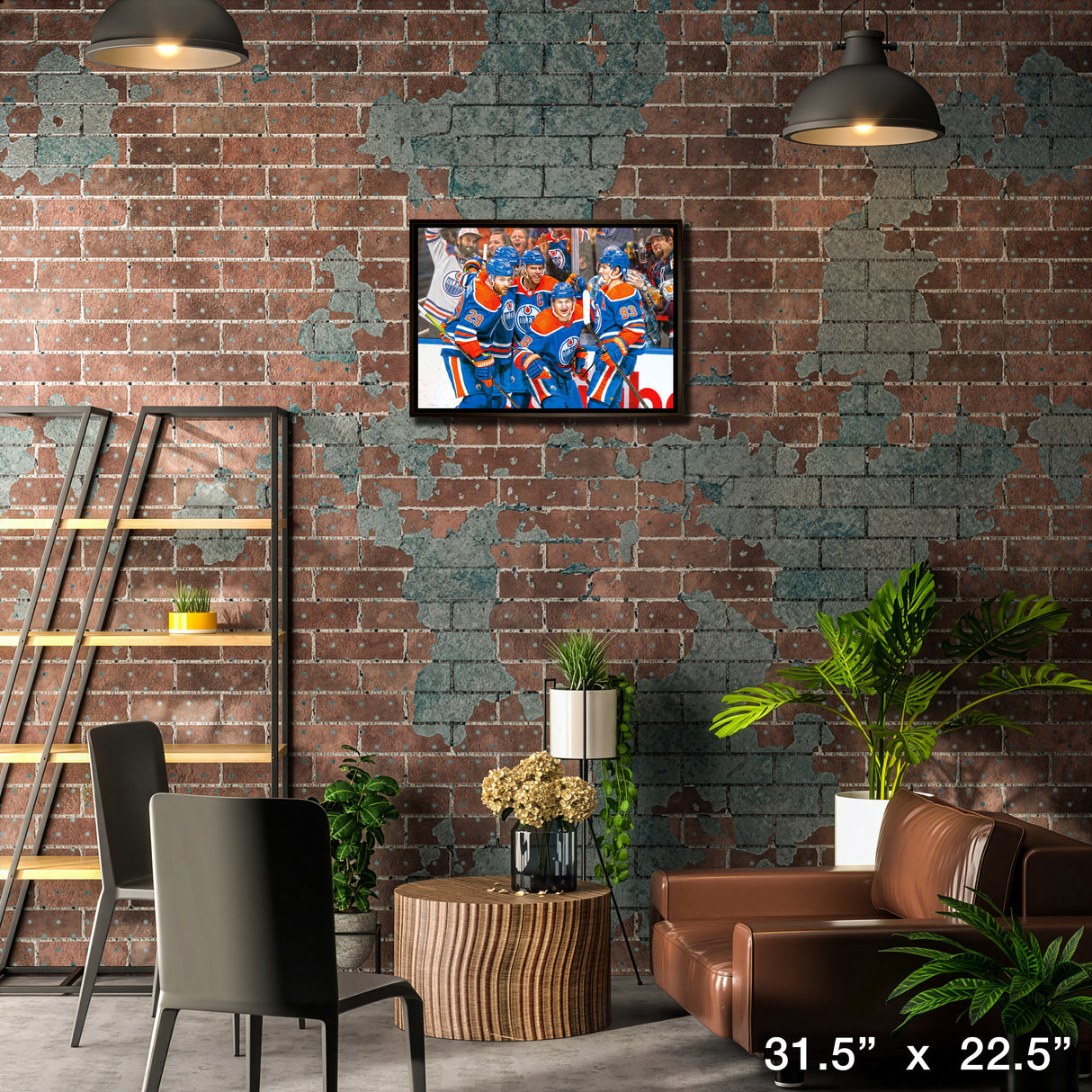 Edmonton Oilers 20x29 Unsigned Framed Canvas Celebration – Lifestyle – Frameworth