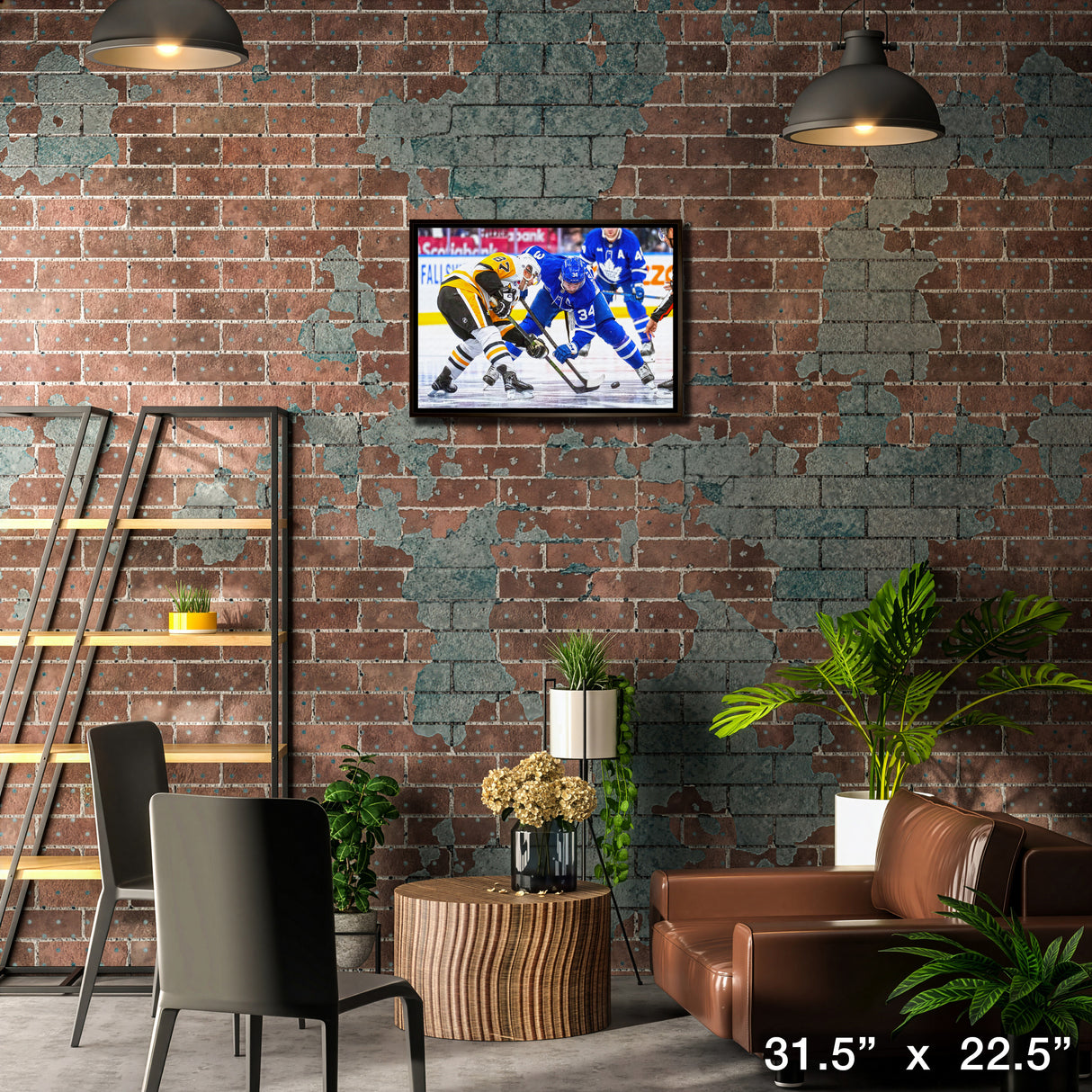 Auston Matthews 20x29 Unsigned Framed Canvas vs Crosby Toronto Maple Leafs and Pittsburgh Penguins – Lifestyle – Frameworth