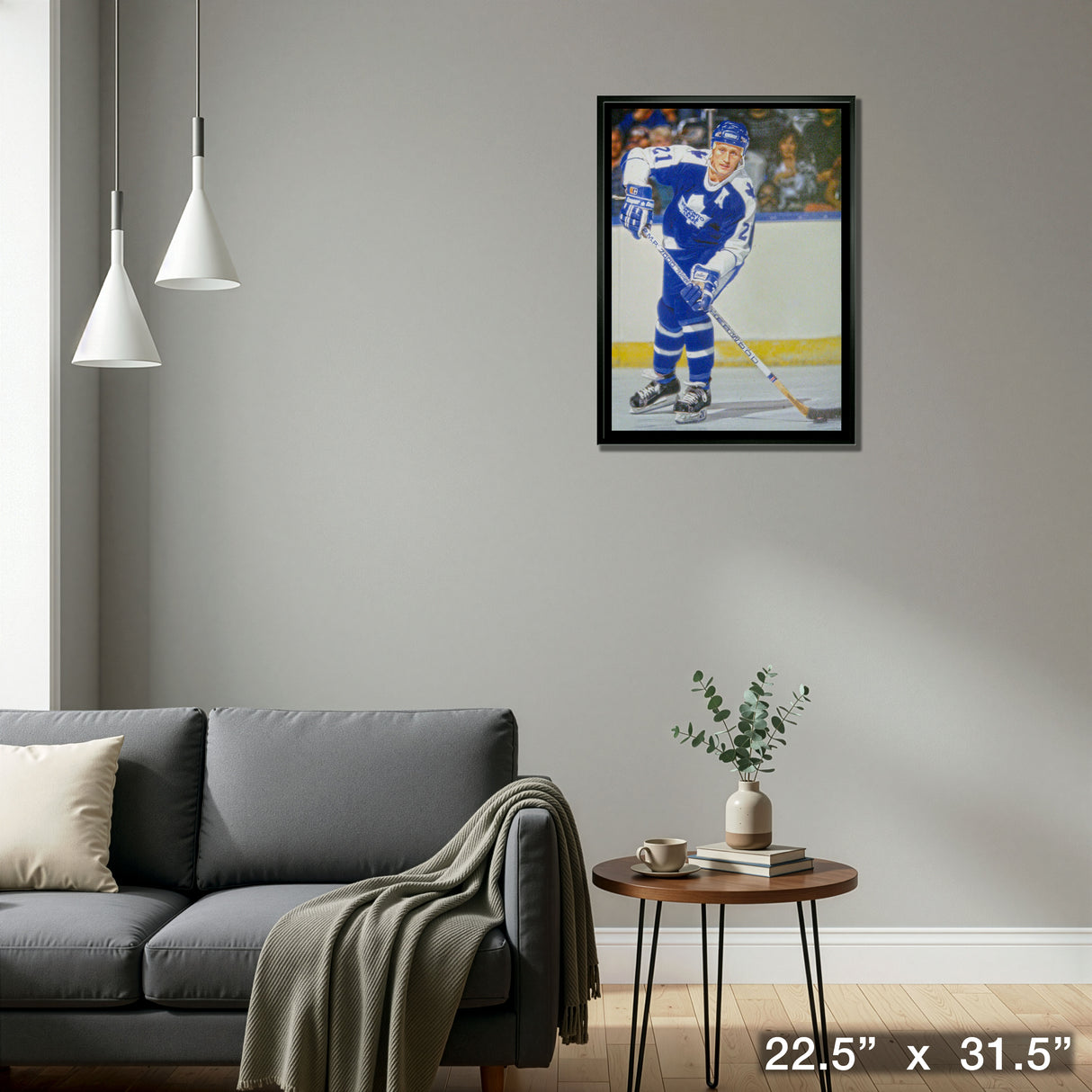 Borje Salming 20x29 Unsigned Framed Canvas Maple Leafs Blue Action-V – Detail – Frameworth
