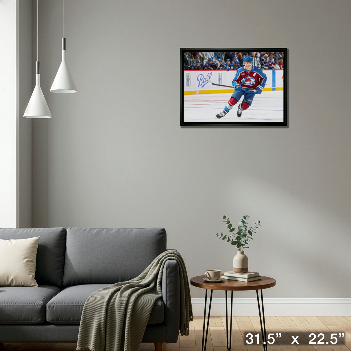 Cale Makar 20x29 Framed Canvas Colorado Avalanche – Detail – Frameworth