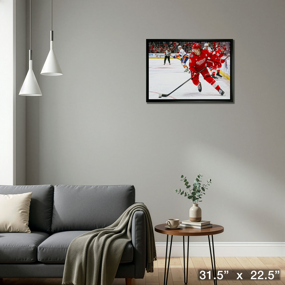 Moritz Seider 20x29 Framed Canvas Detroit Red Wings – Detail – Frameworth