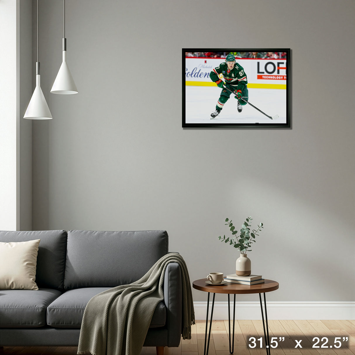 Kirill Kaprizov 20x29 Framed Canvas Minnesota Wild – Detail – Frameworth