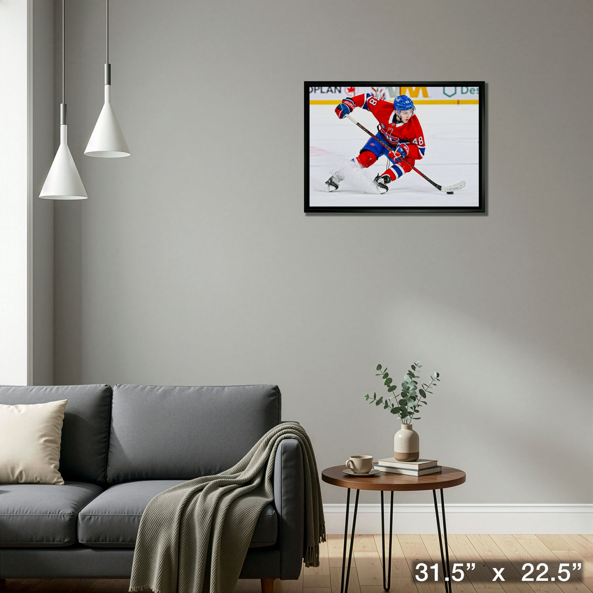 Lane Hutson 20x29 Framed Canvas Montreal Canadiens – Detail – Frameworth