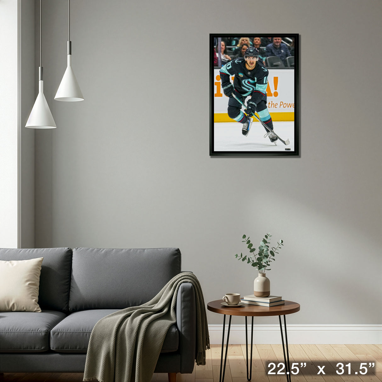 Matty Beniers 20x29 Framed Canvas Seattle Kraken – Detail – Frameworth