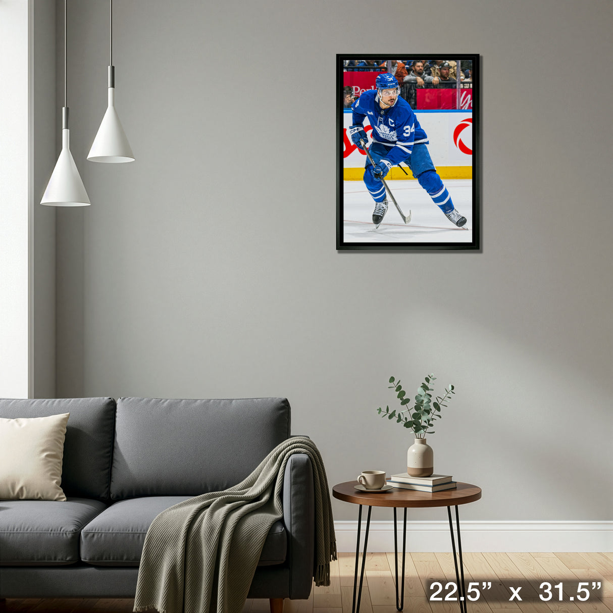 Auston Matthews 20x29 Framed Canvas Toronto Maple Leafs – Detail – Frameworth