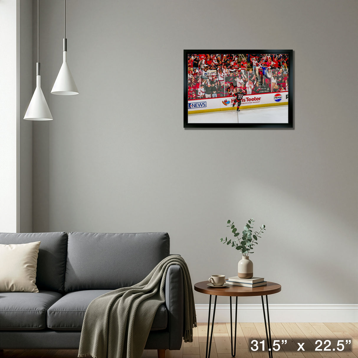 Logan Stankoven 20x29 Framed Canvas Hurricanes 2025 Playoffs – Detail – Frameworth