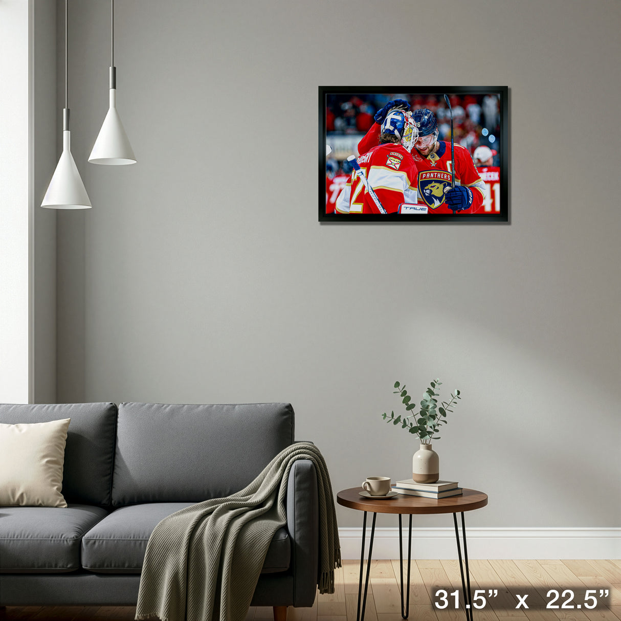 Alexander Barkov & Sergei Bobrovsky 20x29 Framed Canvas Panthers 2025 Playoffs – Detail – Frameworth