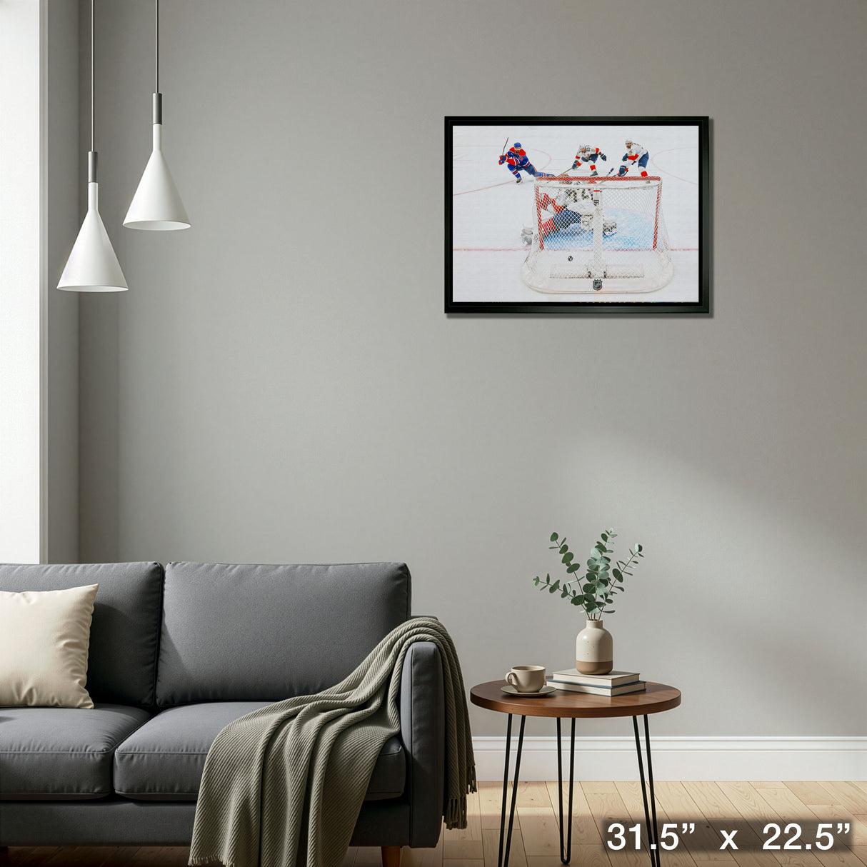 Leon Draisaitl 20x29 Framed Canvas Oilers 2025 SCF OT Winning Goal Shot -H – Detail – Frameworth