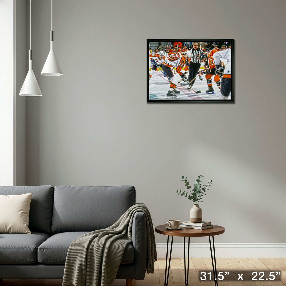 Wayne Gretzky and Mario Lemieux 20x29 Canvas Framed All-Star – Detail – Frameworth