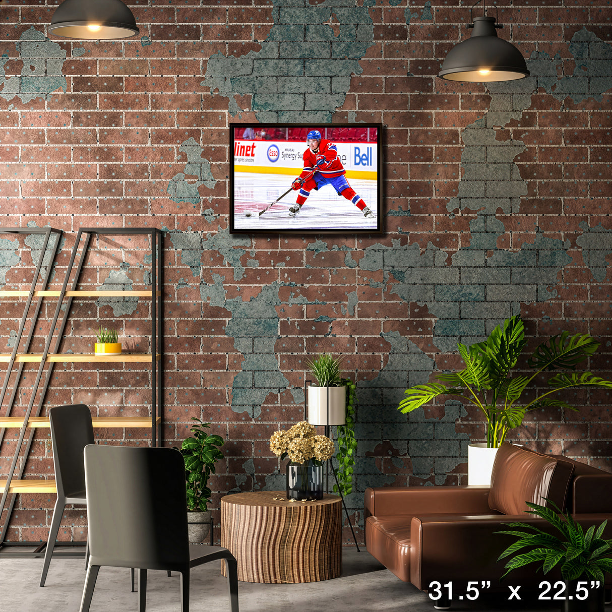 Cole Caufield Montreal Canadiens Framed 20x29 Passing Puck Canvas – Lifestyle – Frameworth