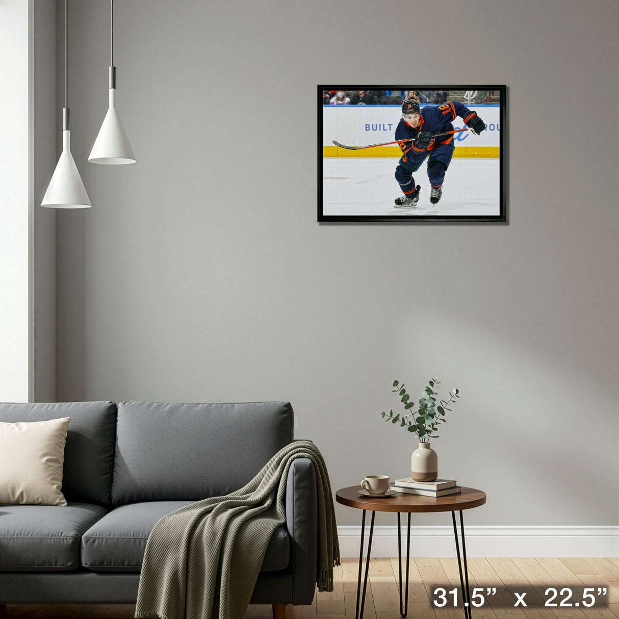 Zach Hyman 20x29 Framed Canvas Oilers Action-H – Detail – Frameworth