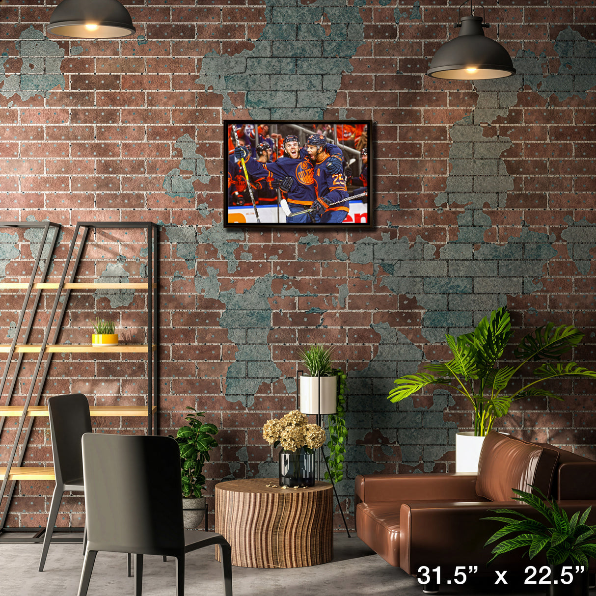 Connor McDavid and Darnell Nurse 20x29 Framed Canvas Oilers Celebration-H – Lifestyle – Frameworth