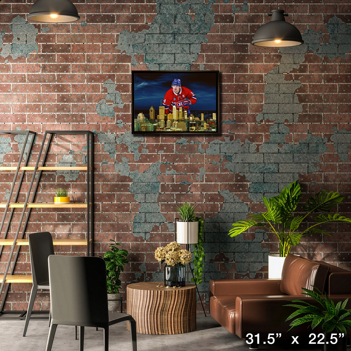 Nick Suzuki 20x29 Framed Canvas Canadiens Skyline – Lifestyle – Frameworth