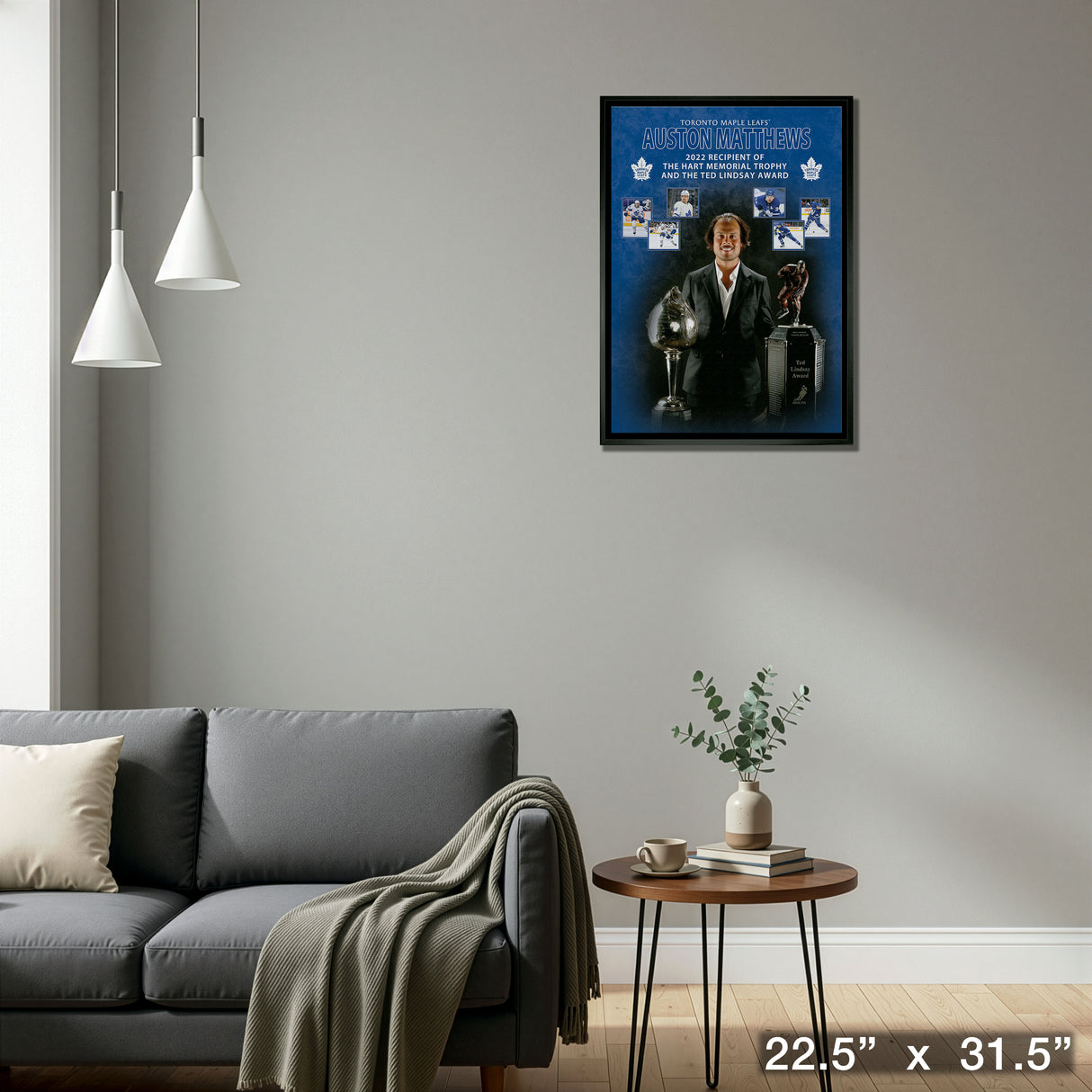 Auston Matthews Framed Toronto Maple Leafs 20x29 2022 Trophy Collage Canvas – Detail – Frameworth