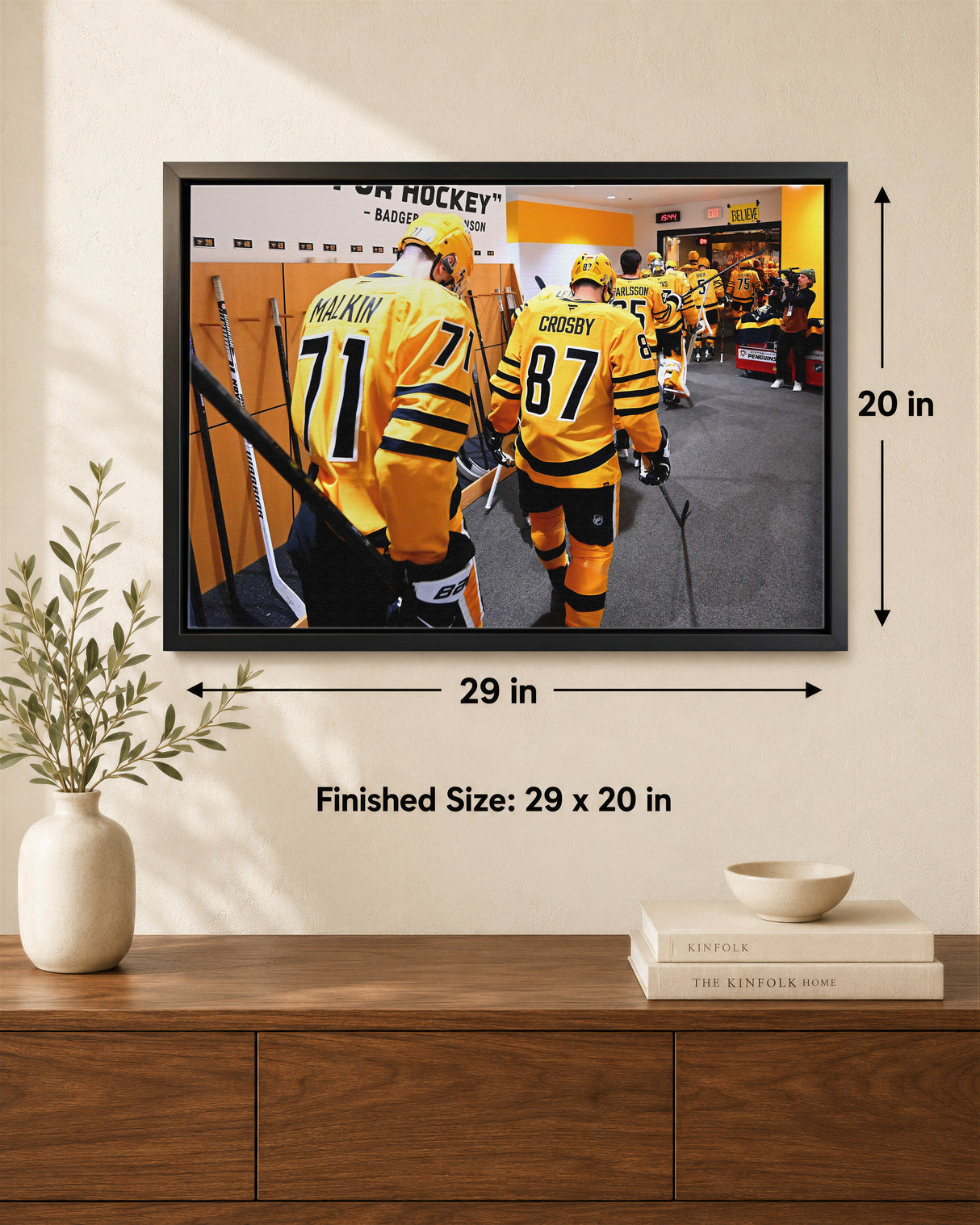 Sidney Crosby and Evgeni Malkin 20x29 Canvas Framed Pittsburgh Penguins 2026 NHL Playoffs Walk out - lifestyle 4