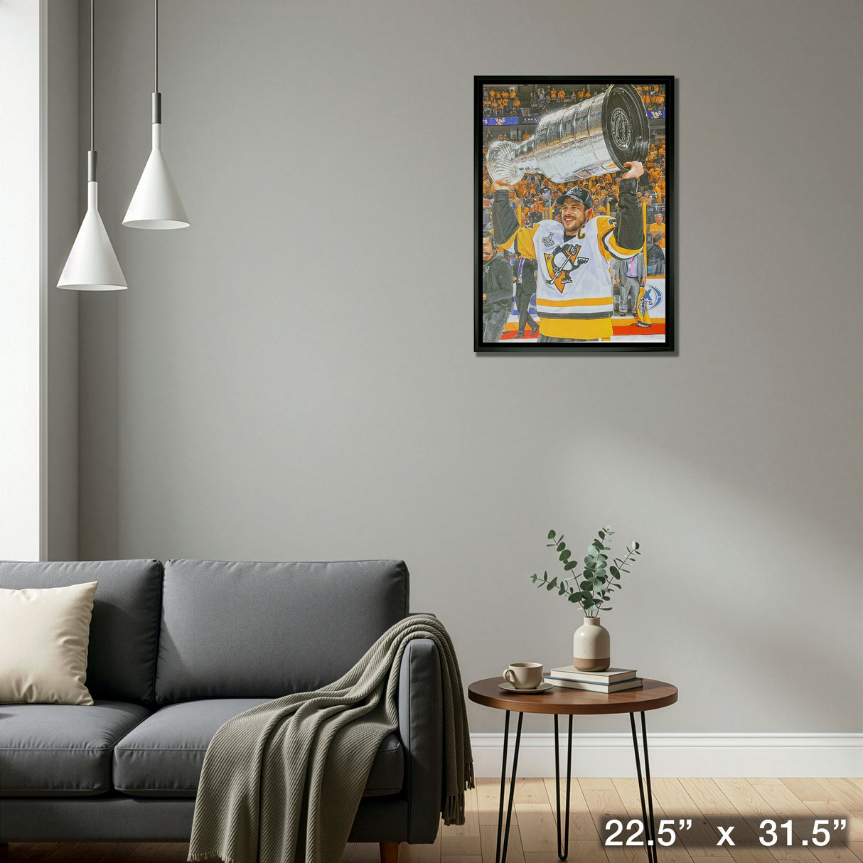 Sidney Crosby Pittsburgh Penguins Framed 20x29 Raising Cup Canvas – Detail – Frameworth
