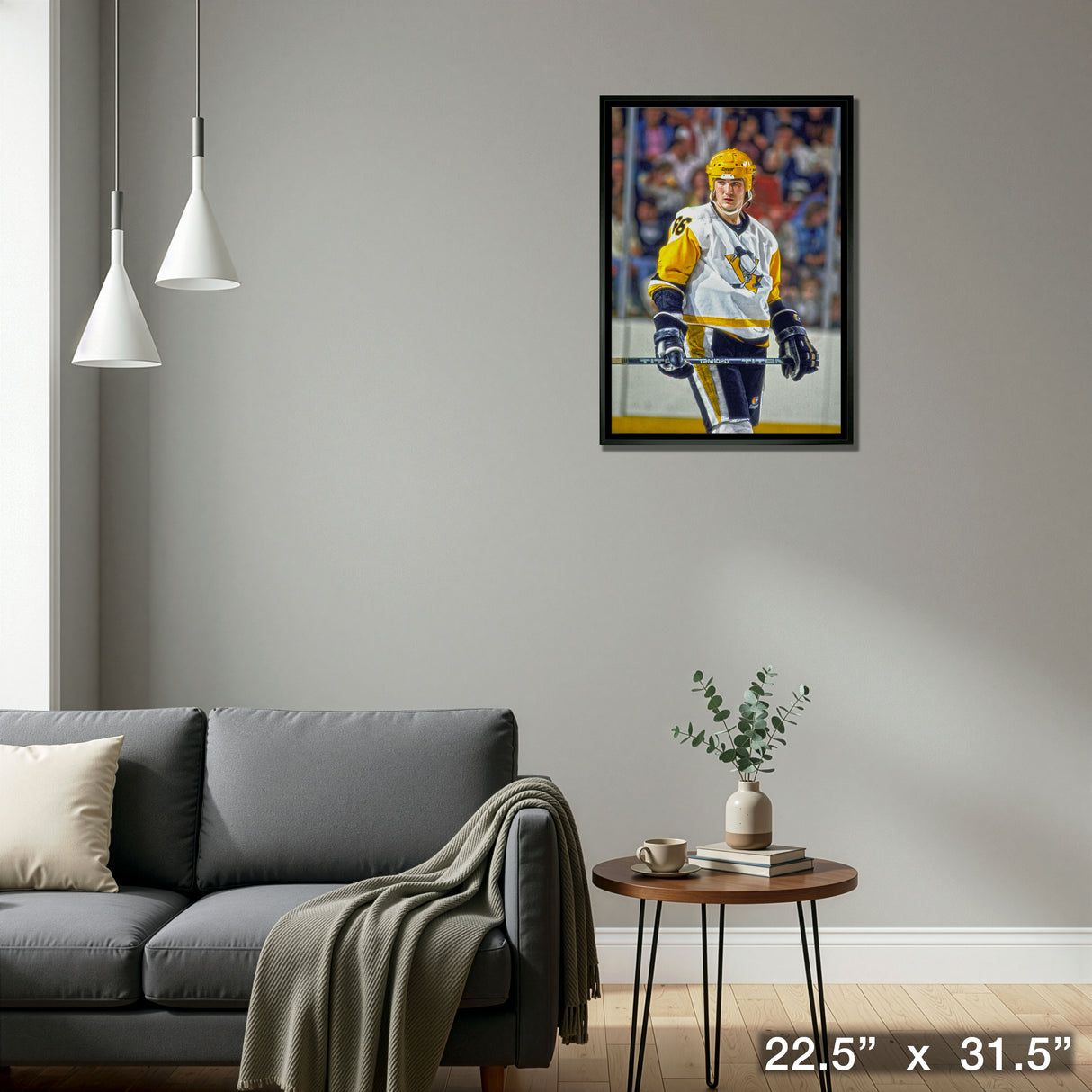 Mario Lemieux Pittsburgh Penguins Framed 20x29 Stare Canvas – Detail – Frameworth