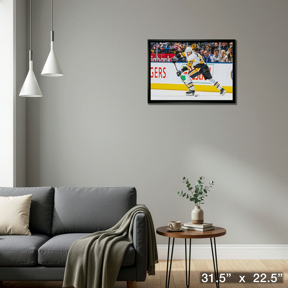 Evgeni Malkin Pittsburgh Penguins Framed 20x29 Passing Puck Canvas – Detail – Frameworth