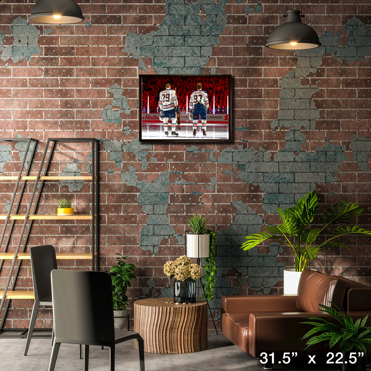 Connor McDavid and Leon Draisaitl Edmonton Oilers Framed 20x29 Line-Up Canvas – Lifestyle – Frameworth