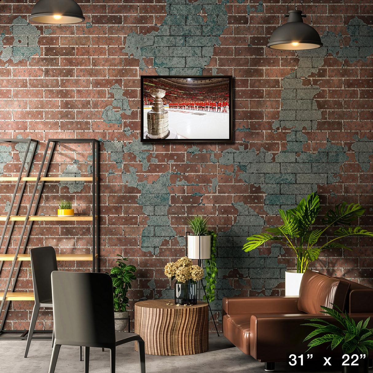 Chicago Blackhawks Framed 20x29 Stanley Cup In Foreground Canvas – Lifestyle – Frameworth