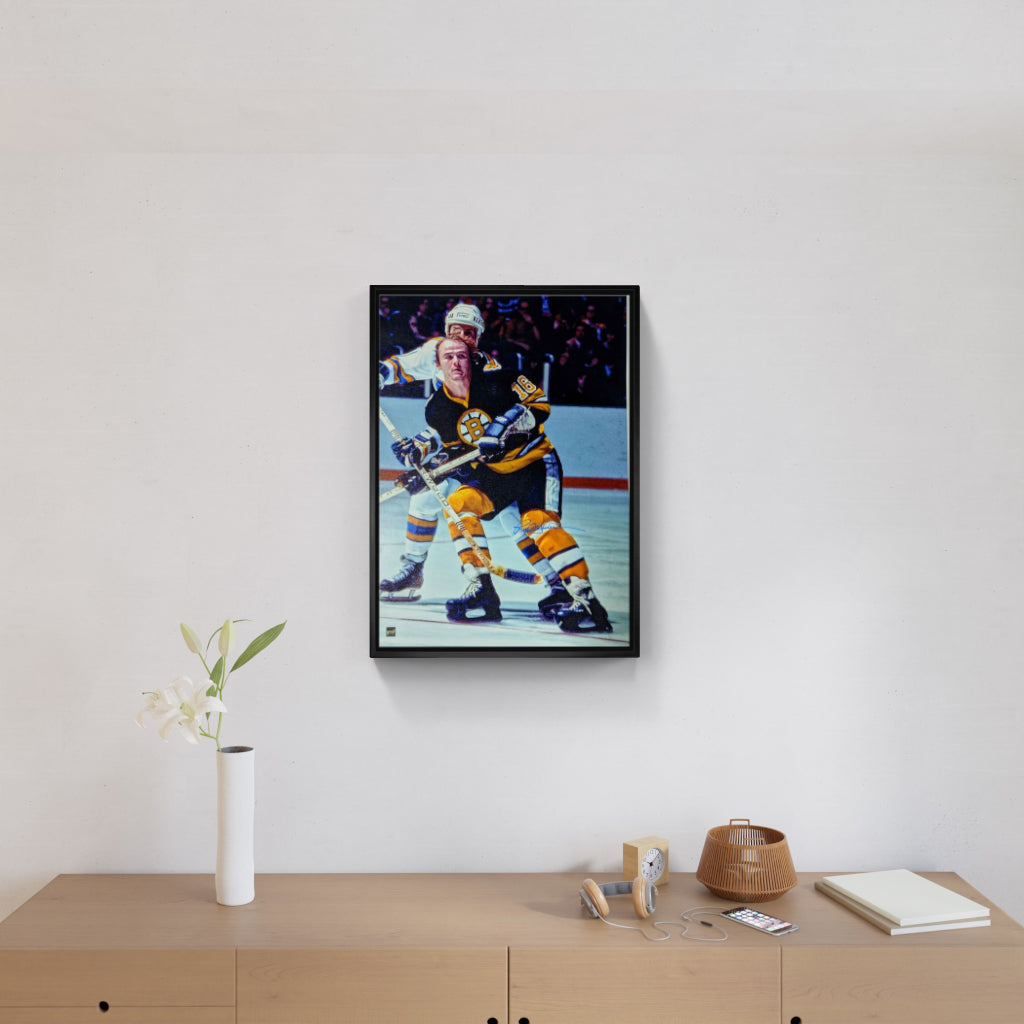 Rick Middleton Boston Bruins Signed Framed Black Jersey in Action 20x29 Canvas - Frameworth Sports Canada