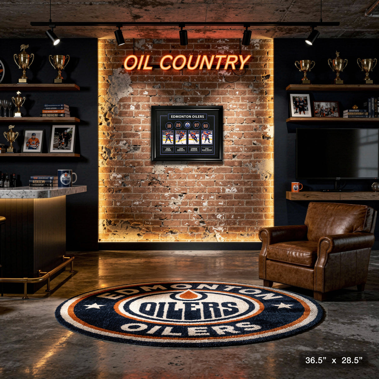 Edmonton Oilers Connor McDavid Leon Draisaitl Zach Hyman Ryan Nugent-Hopkins Framed Print – View 4 – Frameworth