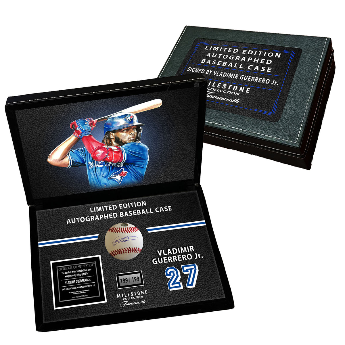 Vladimir Guerrero Jr. Signed Baseball in a Toronto Blue Jays Deluxe Case - AUCTION
