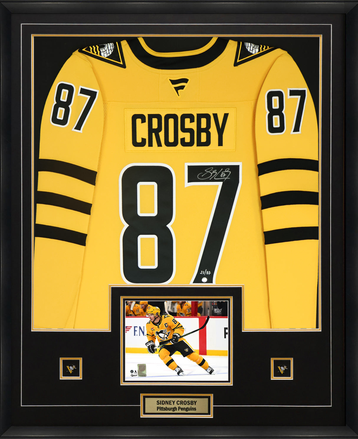 Sidney Crosby Signed Jersey Framed 34x42 Pittsburgh Penguins 2025 Alternate Fanatics Premium (Limited Edition of 87) - AUCTION
