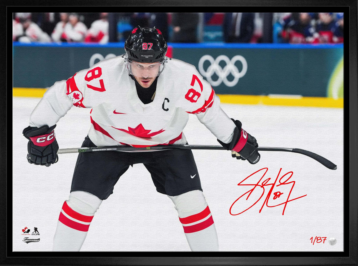 Sidney Crosby Signed 20x29 Canvas Framed Hockey Canada 2026 (Limited Edition of 87)