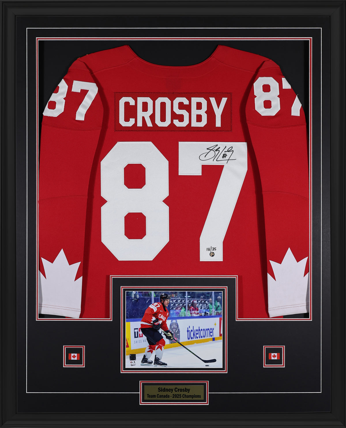 Sidney Crosby Signed Framed 34x42 2026 IIHF World Championship Bauer Replica Jersey (Limited Edition of 25) - AUCTION