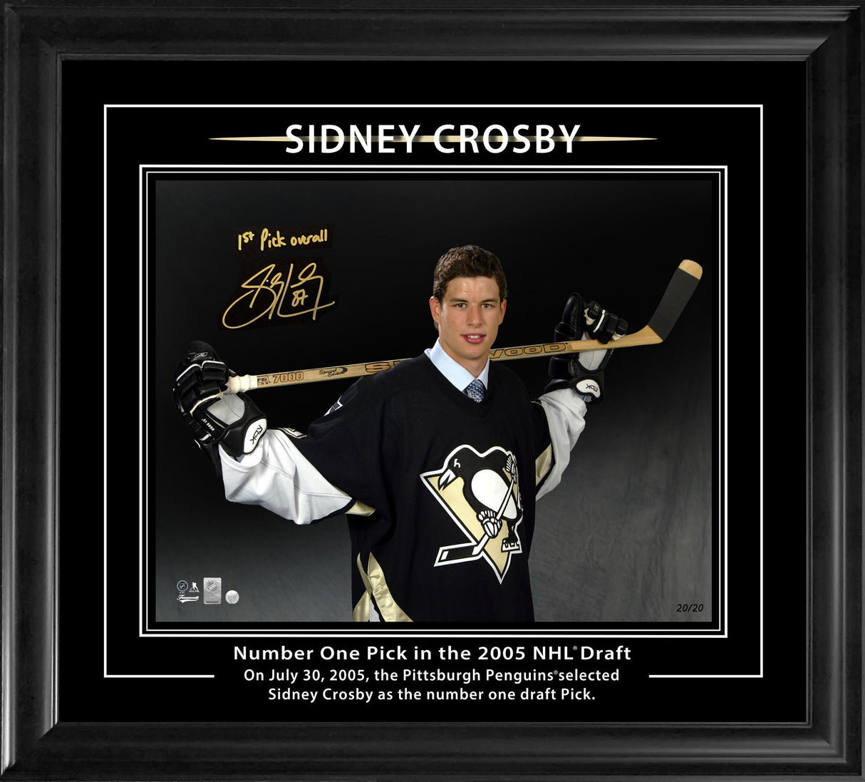 Sidney Crosby Signed Framed 16x20 Photo in Photoglass Pittsburgh Penguins "Number one pick in the 2005 NHL Draft" (Limited Edition of 20) - AUCTION