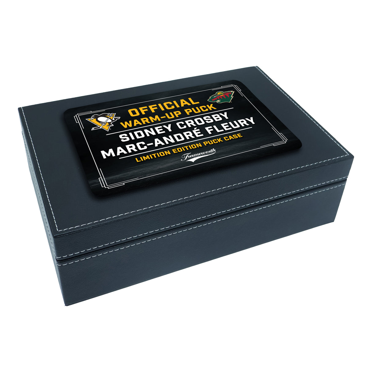 Sidney Crosby and Marc-Andre Fleury Dual Signed October 29th, 2024 Warm Up Puck in a Commerative Deluxe Case (Limited Edition of 5) - AUCTION