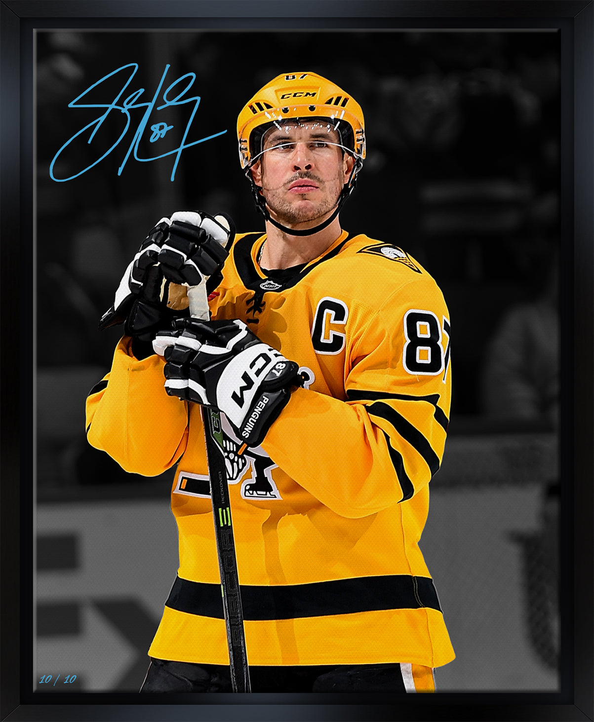 Sidney Crosby Signed Framed 16x20 Canvas Pittsburgh Penguins 2025 Alternate Jersey Spotlight (Limited Edition of 10)