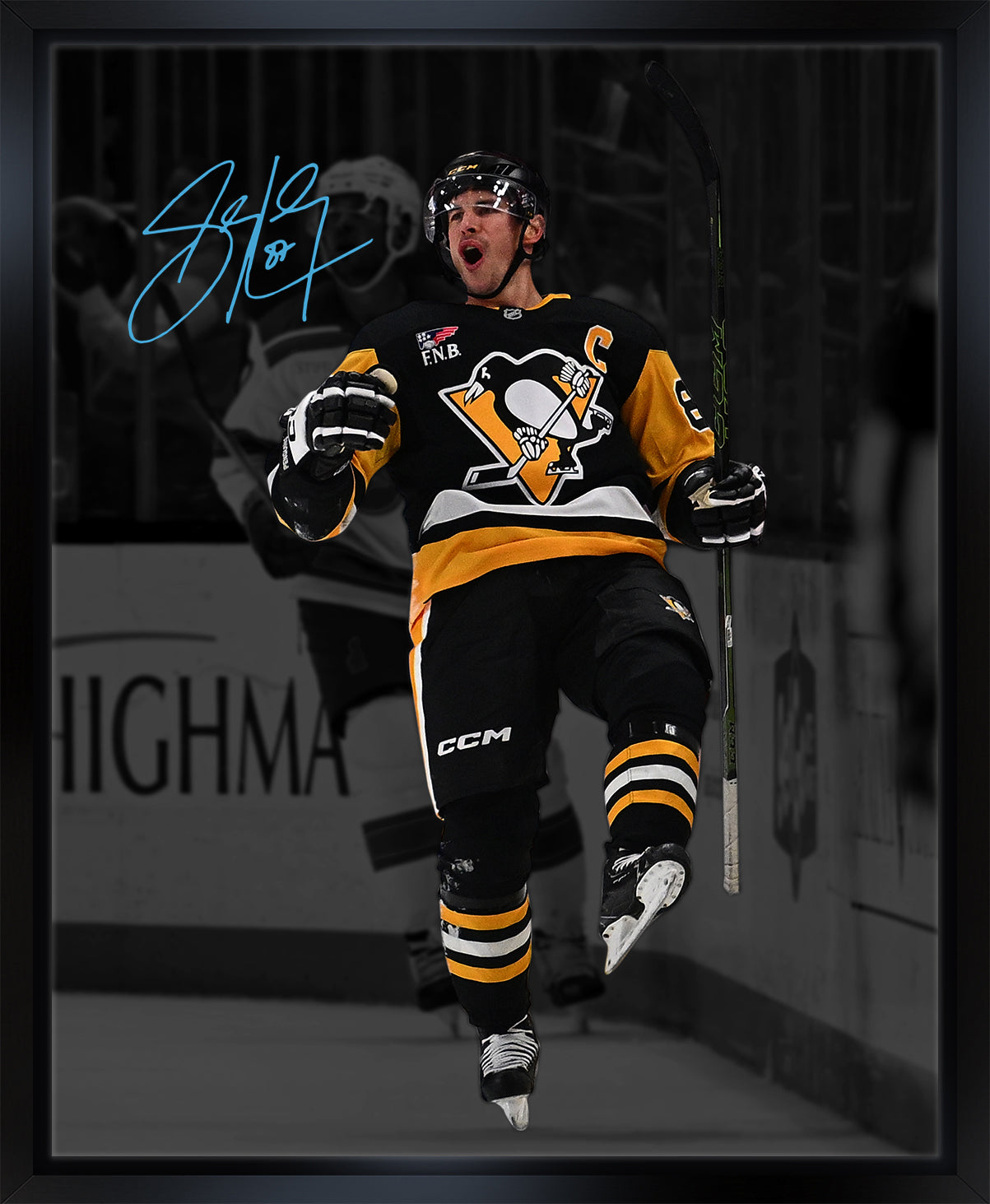 Sidney Crosby Signed Framed 16x20 Pittsburgh Penguins 1700th Point Canvas