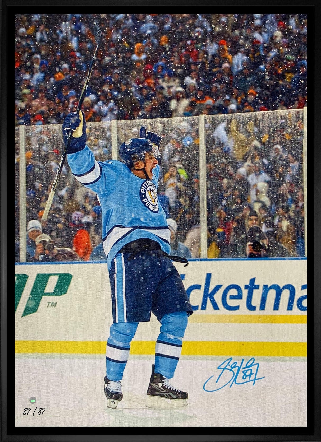 Sidney Crosby Signed 20x29 Canvas Framed Penguins 2008 Winter Classic (Limited Edition of 87) - AUCTION