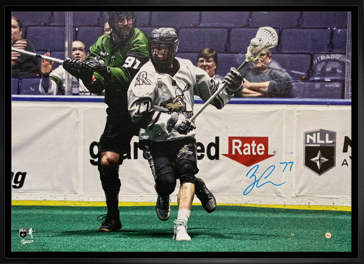 Zach Currier Signed 20x29 Framed Canvas Calgary Roughnecks