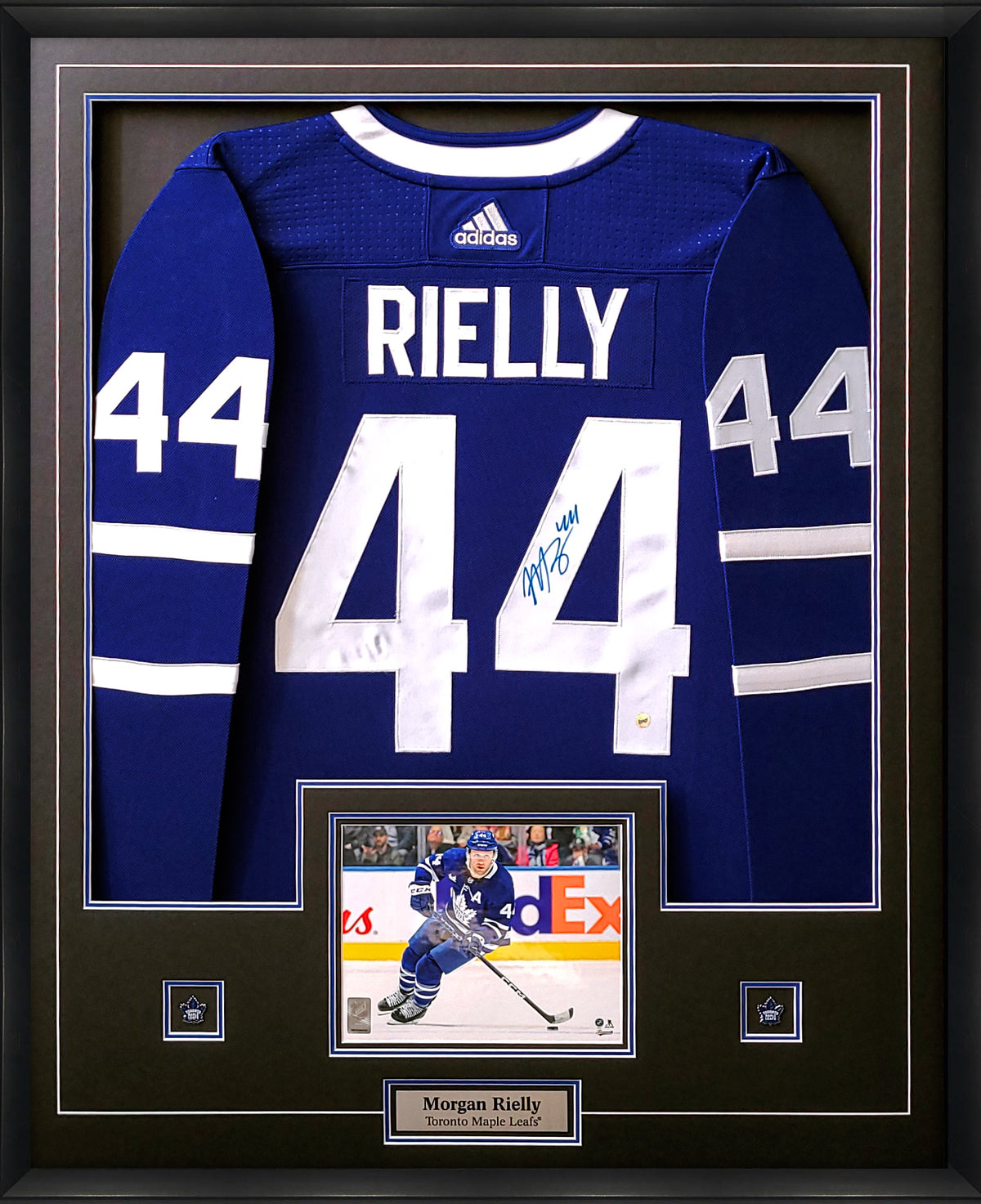 Morgan Rielly Signed Jersey Framed Toronto Maple Leafs Blue Adidas with 8x10-H(Frm-Jers-6) - AUCTION