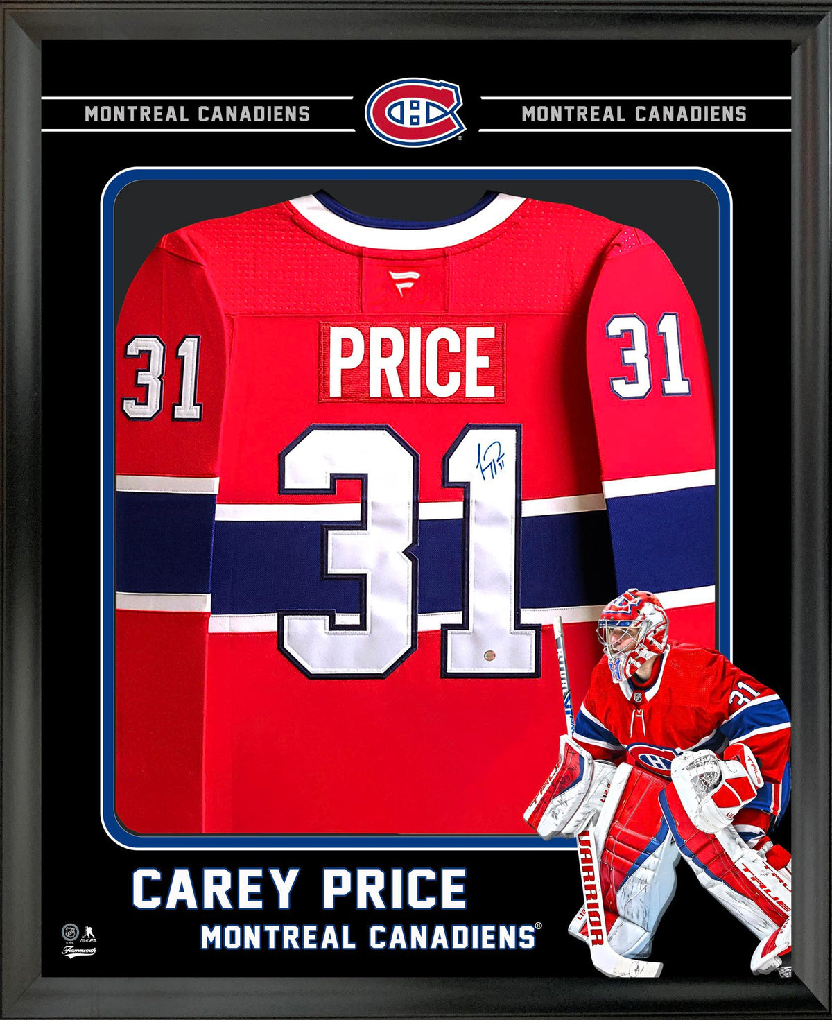 Carey Price Signed Jersey Framed PhotoGlass Montreal Canadiens Red Fanatics Premium - AUCTION