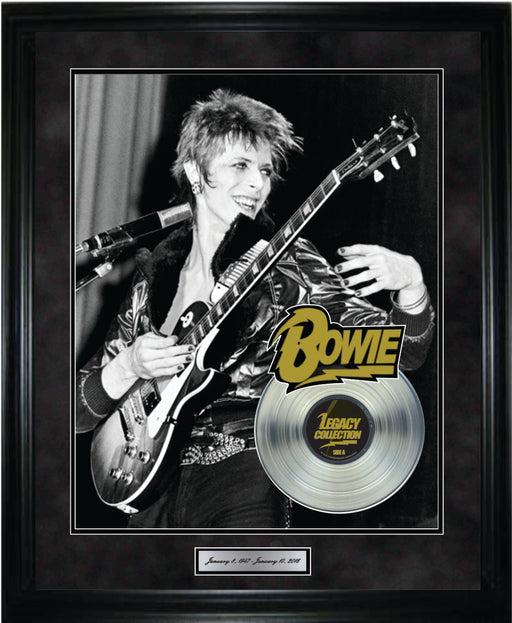 David Bowie Playing Guitar Framed With Platinum LP - Frameworth Sports Canada 