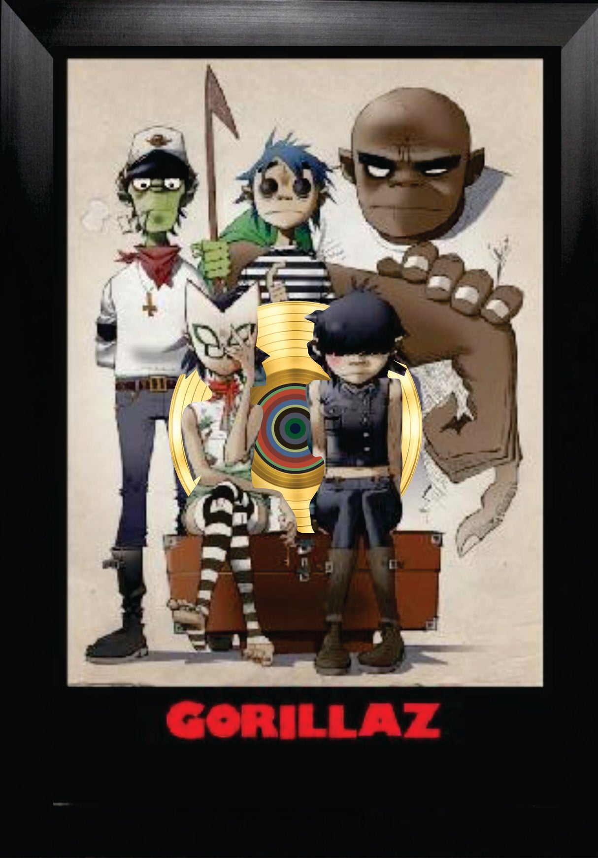 Gorillaz Framed Print With Gold LP
